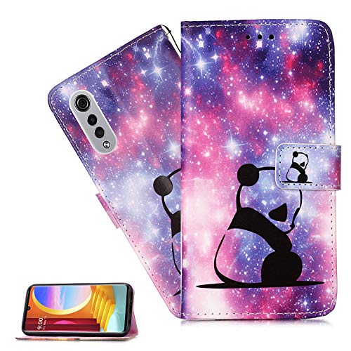 LEMAXELERS Carcasa Motorola Moto G8 Power Lite,Funda Moto G8 Power Lite Linda Panda Estrella Carcasa de Tipo Libro Ranuras Tarjetas de Soporte y Solapa con Cierre magnético Case,YB Star Panda