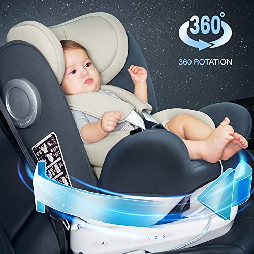 LETTAS Silla de Coche 360 grados Rotación Isofix y Top Tether SIPS Grupo 0+1/2/3, 0-12 años, 0-36 kg, ECE R44/04, ADAC