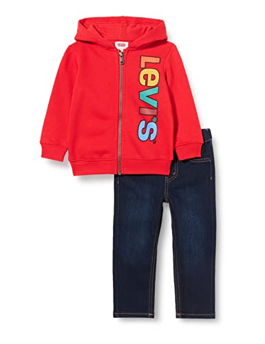 Levi's kids LVB Hoodie and Denim Bottom SE 6ED535 Pantalones, Escarlata, 18 Meses para Bebés