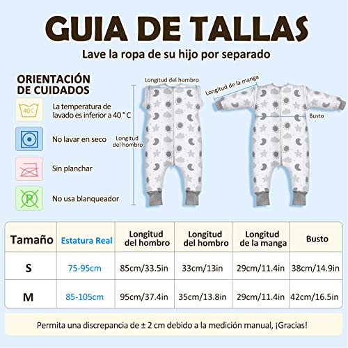 Lictin Saco de Dormir para Bebés- Saco de Dormir Bebe Niños con Mangas Extraíbles, Saco de Dormir Bebé Invierno de Material para 36-54 Meses （85-105 cm）