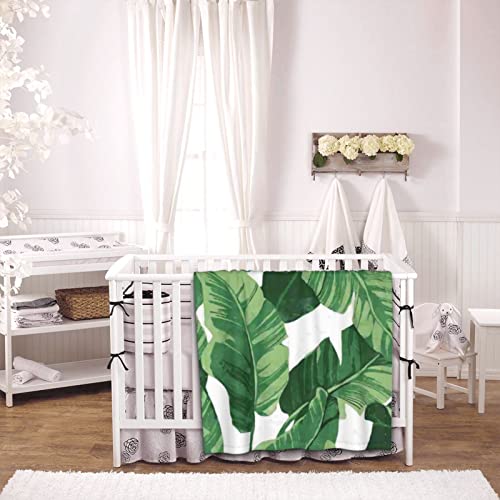 Linda manta de bebé verde con hojas de palma súper suave, ropa de cama para niños, súper suave y cómoda, ligera y lo suficientemente cálida de 30 x 40 pulgadas