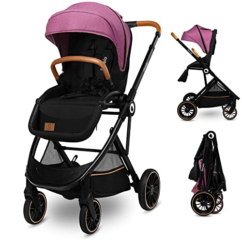 LIONELO Riya silla de paseo desde 15 kg asiento orientado en el sentido de la marcha o a contramarcha capota XXL con material protector solar ruedas PU grandes (Rosa)