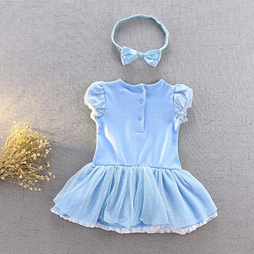 Lito Angels Disfraz de Princesa Cenicienta para Bebé Niñas Body Mono Mamelucos Onesie Vestido con Diadema Talla 3-6 Meses