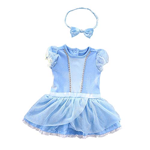 Lito Angels Disfraz de Princesa Cenicienta para Bebé Niñas Body Mono Mamelucos Onesie Vestido con Diadema Talla 3-6 Meses