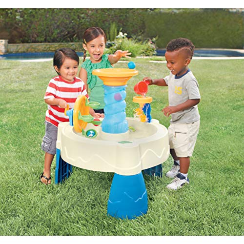 Little Tikes Spiralin’ Seas Mesa con Parque Acuático Juguete para Exteriores, Fomenta el Juego Activo e Imaginativo, Incluye 5 Pelotas y una Taza, Para Niños de 24 Meses a 6+ Años