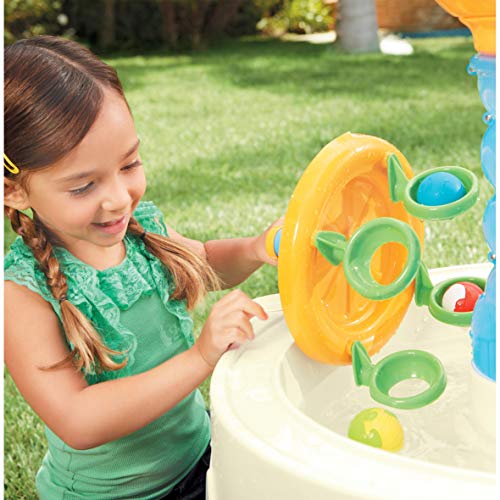 Little Tikes Spiralin’ Seas Mesa con Parque Acuático Juguete para Exteriores, Fomenta el Juego Activo e Imaginativo, Incluye 5 Pelotas y una Taza, Para Niños de 24 Meses a 6+ Años