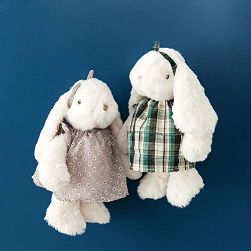 LittleNUM Juguetes de Peluche Obedientemente de Conejos gordos de Estilo Rural Muñeca de Peluche Conejos Floral Plaid Ropa y Pañales Decoración para el hogar Regalos para niños,Styleb