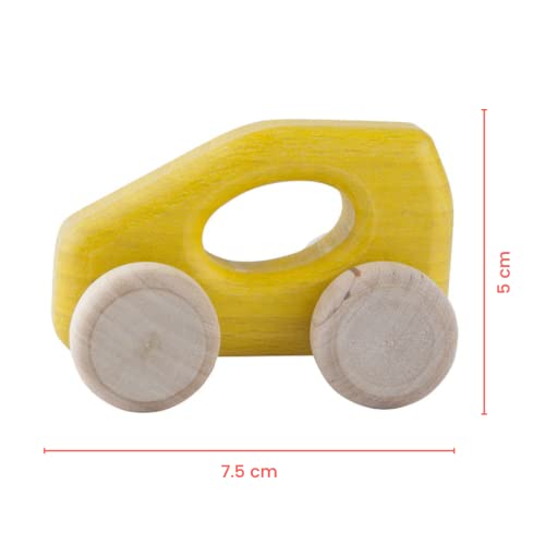 Lobito Juguetes Coche de Clase A de Madera | Juguetes Montessori para Bebés | Habilidades Motoras Sensoriales | Regalo para Niños 1 2 3 Años para Niño o Niña | Modelado en Coche Alemán (Amarillo)