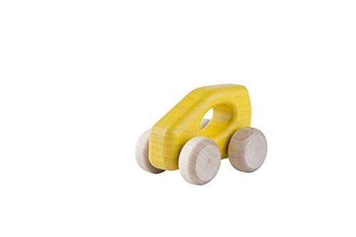 Lobito Juguetes Coche de Clase A de Madera | Juguetes Montessori para Bebés | Habilidades Motoras Sensoriales | Regalo para Niños 1 2 3 Años para Niño o Niña | Modelado en Coche Alemán (Amarillo)