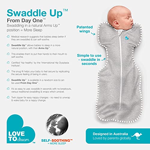 Love To Dream Swaddle Up Bamboo 1.0 TOG – Bebé Unisex Brazos Hasta Hip-Healthy Doble Cremallera Swaddle Viscosa de Mezcla de Bambú Estampado de Punto Rosa Pequeño