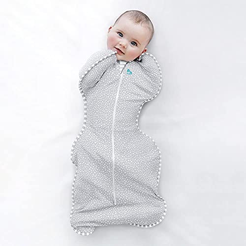 Love To Dream Swaddle Up Bamboo 1.0 TOG – Bebé Unisex Brazos Hasta Hip-Healthy Doble Cremallera Swaddle Viscosa de Mezcla de Bambú Estampado de Punto Onda Gris Medio