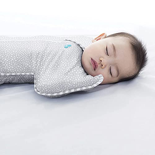 Love To Dream Swaddle Up Bamboo 1.0 TOG – Bebé Unisex Brazos Hasta Hip-Healthy Doble Cremallera Swaddle Viscosa de Mezcla de Bambú Estampado de Punto Onda Gris Medio