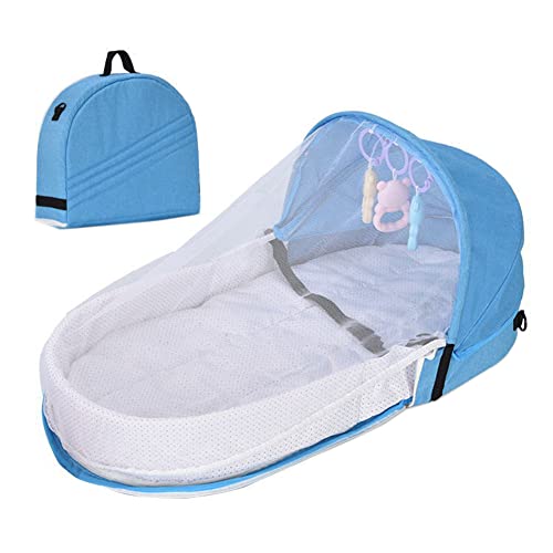 LSGGTIM Cuna para Recién Nacido Cuna Plegable Cuna de Viaje Plegable para Bebé Bolsa de Almacenamiento de Juguetes para Cuna Cuna Portátil con Mosquitera para Niños Pequeños Recién Nacidos