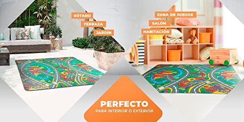 LucaHome – Alfombra Infantil Carretera, Juegos, Ciudad, alcolchada | Alfombra Infantil Plegable | Alfombra Juegos Circuito Coches con Base Antideslizante | Alfombra Carretera Coches 160 x 240cm