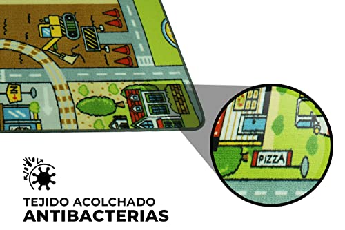 LucaHome – Alfombra Infantil Carretera, Juegos, Ciudad, alcolchada | Alfombra Infantil Plegable | Alfombra Juegos Circuito Coches con Base Antideslizante | Alfombra Carretera Coches 160 x 240cm