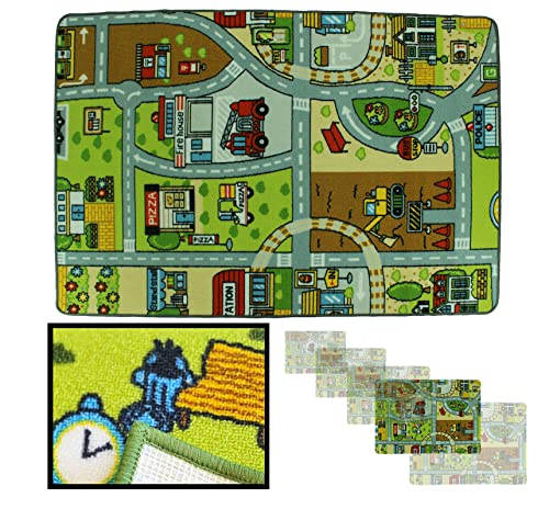 LucaHome – Alfombra Infantil Carretera, Juegos, Ciudad, alcolchada | Alfombra Infantil Plegable | Alfombra Juegos Circuito Coches con Base Antideslizante | Alfombra Carretera Coches 160 x 240cm