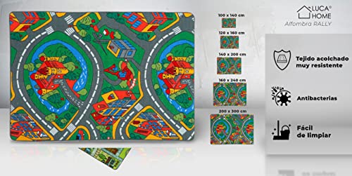 LucaHome – Alfombra Infantil Carretera, Juegos, Ciudad, alcolchada | Alfombra Infantil Plegable | Alfombra Juegos Circuito Coches con Base Antideslizante | Alfombra Carretera Coches 100 x 140cm