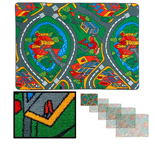 LucaHome – Alfombra Infantil Carretera, Juegos, Ciudad, alcolchada | Alfombra Infantil Plegable | Alfombra Juegos Circuito Coches con Base Antideslizante | Alfombra Carretera Coches 100 x 140cm