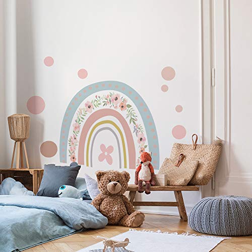 LUOWAN Divertidas pegatinas de pared para niños, diseño de arcoíris y nubes, pegatinas de pared extraíbles para niños, guardería, niños, niñas, dormitorio, decoración de pared para sala de estar (B)