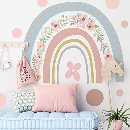 LUOWAN Divertidas pegatinas de pared para niños, diseño de arcoíris y nubes, pegatinas de pared extraíbles para niños, guardería, niños, niñas, dormitorio, decoración de pared para sala de estar (B)