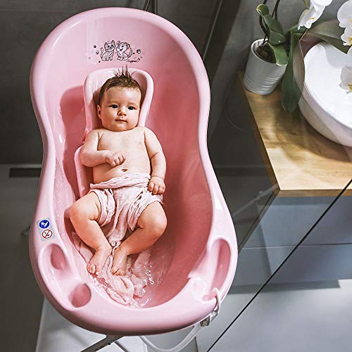 LUPPEE Bañeras para Bebes, Antideslizante Bañera, Plegable Bañera, 100 cm, Perro y Gato, Rosa