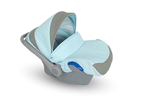 Lux4kids Trío Cochecito 3 in 1 Silla de paseo + capazo + silla para coche + rutas giratorias neumática + colchón VIP Hecho en Europa Accesorios opcionales Canillo blanco-azul claro