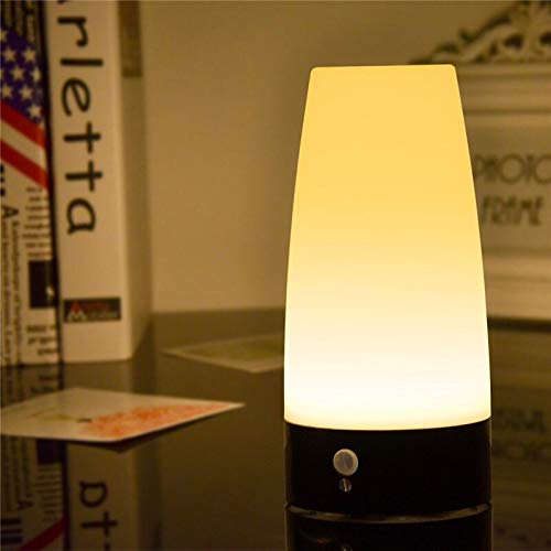 Luz de Noche 1Pcs Dormitorio Night Light Led Lámpara De Mesa Pir Wireless Led Sensor De Movimiento Retro Battery Powered Night Light Warm White