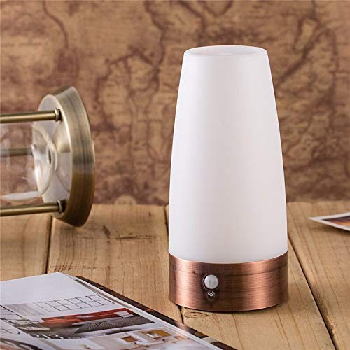 Luz de Noche 1Pcs Dormitorio Night Light Led Lámpara De Mesa Pir Wireless Led Sensor De Movimiento Retro Battery Powered Night Light Warm White