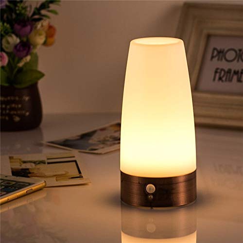 Luz de Noche 1Pcs Dormitorio Night Light Led Lámpara De Mesa Pir Wireless Led Sensor De Movimiento Retro Battery Powered Night Light Warm White