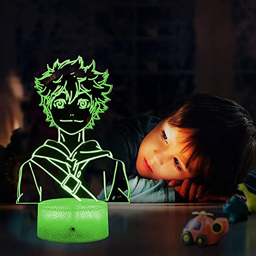 Luz de noche 3D para niños Haikyuu Luz de noche de regalo de Navidad Luz de noche al lado de la lámpara de mesa con control remoto