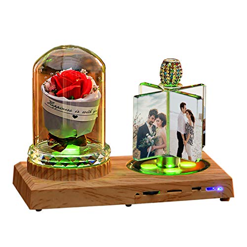 Luz De Noche Led Con Música Bluetooth Personalizada En 7 Colores - Diseña Tu Lámpara De Álbum De Cristal Con Caja - Decoración Del Hogar Aniversario Ideas De Cumpleaños Para Mujeres Rosa Roja