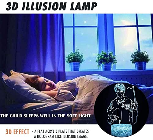 Luz de noche para bebé Harry James Potter Snith Lámpara de luz nocturna de 16 colores juguetes para niños de 8 a 12 años Lámpara 3D Regalo de cumpleaños Edad 7 8 9 10 niños