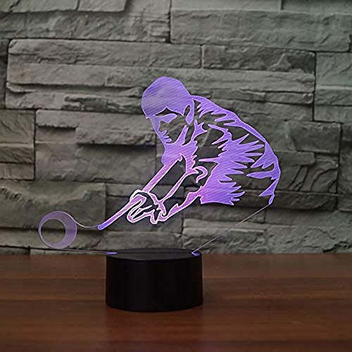 LWYFADS luz Nocturna Infantil,Juego 3D Billar Hombre Lámpara de ilusión de luz Nocturna 7 Cambio de Color LED táctil USB Mesa Regalo Niños Juguetes Decoración Decoraciones Navidad San Valentín Regalo