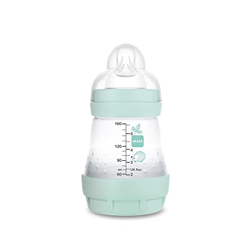 MAM Biberón Anti-Colic A146 - Colección Colours of Nature, Superficie Mate, Biberón Anticólicos Patentado, Tetina 1 de Silicona SkinsoftTM ultrasuave, para Bebés a partir de 0 Meses, 160 Ml, Azul