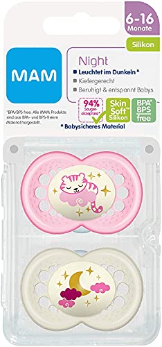 MAM Juego de 2 chupetes originales de Elements para bebé, de caucho natural, forma agradable al tacto, con caja para chupete de 0 a 6 meses color beige/verde-Instrucciones en lengua extranjera