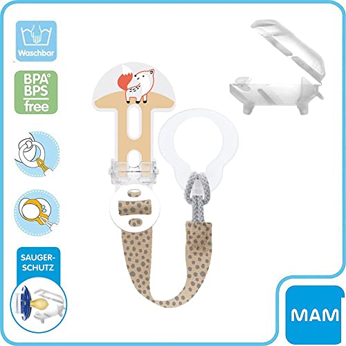 MAM Original Chupete 6-16 meses Silicona, Juedo de 2, estuche de esterilización y transporte + MAM Clip it ! & Cover