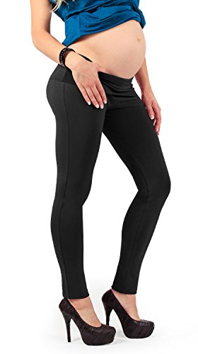 MAMAJEANS Vienna - Leggings de Maternidad Afelpado y Cálido, Ideal Para el Invierno - Made in Italy (36, Negro)