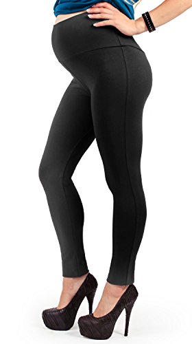 MAMAJEANS Vienna - Leggings de Maternidad Afelpado y Cálido, Ideal Para el Invierno - Made in Italy (36, Negro)