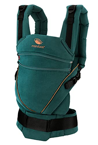 manduca XT Portabebe > < Mochila Ergonomica Portabebe, Asiento Ajustable, 3 Posiciones, Algodón Orgánico, se Adapta a Recien Nacidos y Ninos Pequenos (XT Cotton, denimteal-toffee)