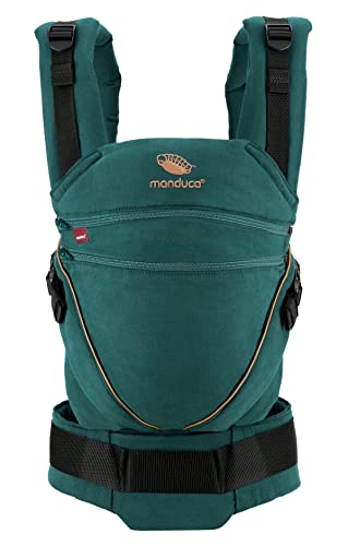 manduca XT Portabebe > < Mochila Ergonomica Portabebe, Asiento Ajustable, 3 Posiciones, Algodón Orgánico, se Adapta a Recien Nacidos y Ninos Pequenos (XT Cotton, denimteal-toffee)