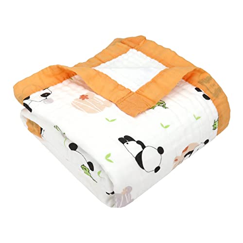 Manta Bebé Algodón 110 x 110 CM,Mantas de Muselina para Bebe 6 Capas Arrullo para Bebes Unisex Swaddle Blanket Suave y Confortable Muselinas Toalla de Baño (Panda)