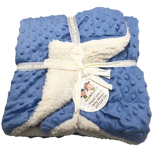 Manta Burbujas con Borreguillo para bebés,Manta para recién Nacidos Mantitas para Bebes Suave y Confortable Cálida niña y niño Mantas para Todas Las Estaciones (Azul Marino, 80x110)…