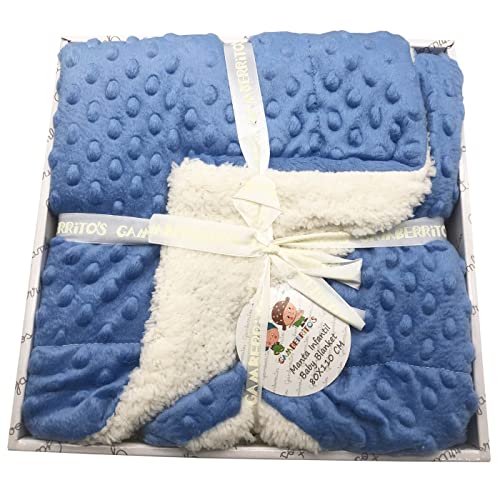 Manta Burbujas con Borreguillo para bebés,Manta para recién Nacidos Mantitas para Bebes Suave y Confortable Cálida niña y niño Mantas para Todas Las Estaciones (Azul Marino, 80x110)…