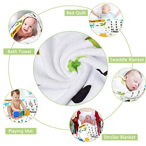 Manta Mensual De Hito para Bebé Manta Milestone para Recién Nacidos Manta Mes para Fotos Manta Fondo Fotográfico Regalos Personalizados para Futuras Mamás Suave Gruesa Grande, 100 x 150cm