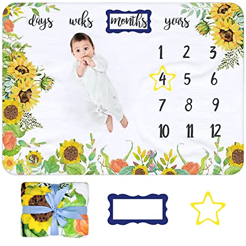 Manta Mensual De Hito para Bebé Manta Milestone para Recién Nacidos Manta Mes para Fotos Manta Fondo Fotográfico Regalos Personalizados para Futuras Mamás Suave Gruesa Grande, 100 x 150cm