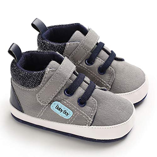 MASOCIO Zapatillas Bebe Niño Zapatos Primeros Pasos Recién Nacido Antideslizante Gris 6-12 Meses