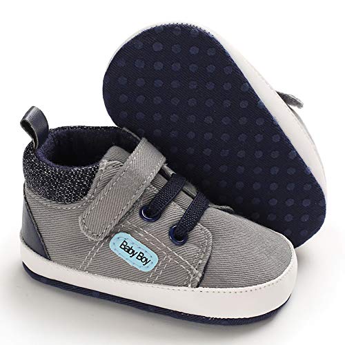 MASOCIO Zapatillas Bebe Niño Zapatos Primeros Pasos Recién Nacido Antideslizante Gris 6-12 Meses