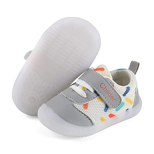 MASOCIO Zapatos Bebe Niña Niño Primeros Pasos Bebé Zapatillas Deportivas Antideslizante Talla 21.5 Gris