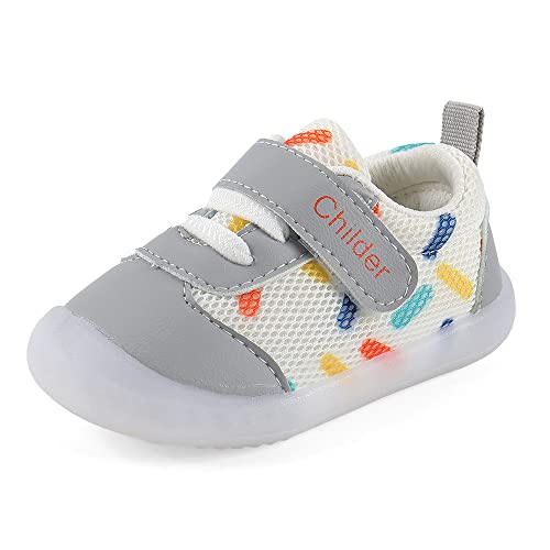 MASOCIO Zapatos Bebe Niña Niño Primeros Pasos Bebé Zapatillas Deportivas Antideslizante Talla 21.5 Gris