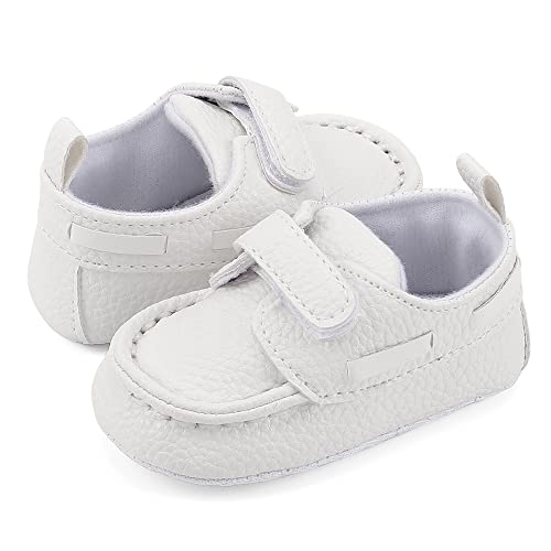 MASOCIO Zapatos Bebe Niño Mocasines Primeros Pasos Bebé con Suela Suave Antideslizante Talla 19 6-12 Meses Blanco